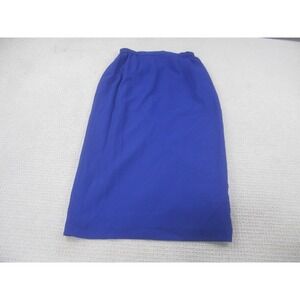 Wayne Rogers Skirt Womens 10 Blue Lined Elastic Waistband Midi Pencil Back Vent‎